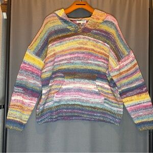 Woven Heart Multicolor Striped Cowl Neck Sweater